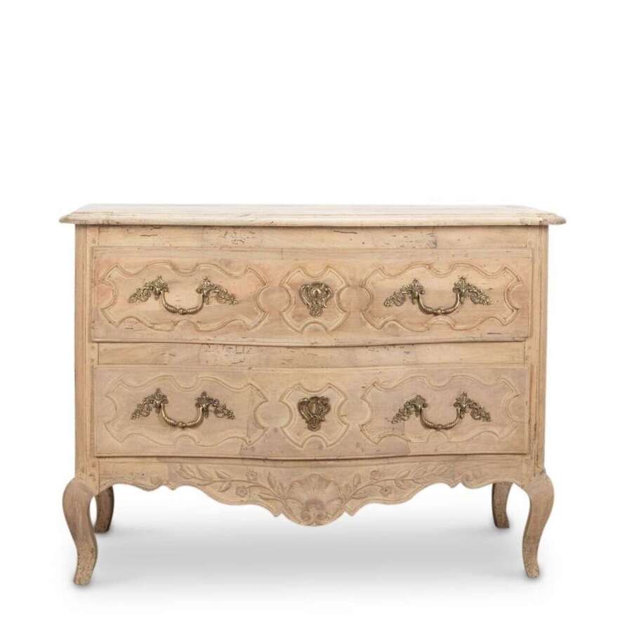 Stylish French Bleached Serpentine Walnut Comode