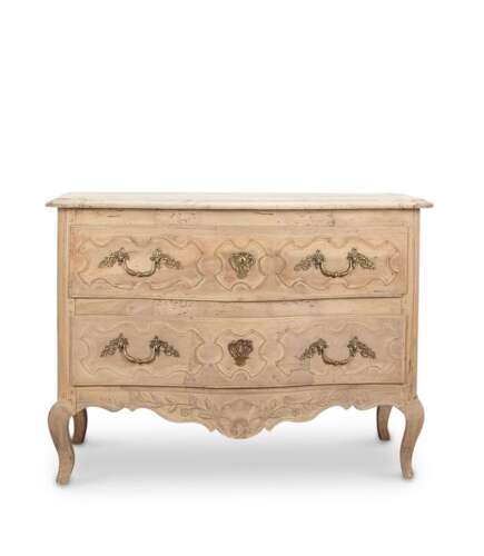 Stylish French Bleached Serpentine Walnut Comode