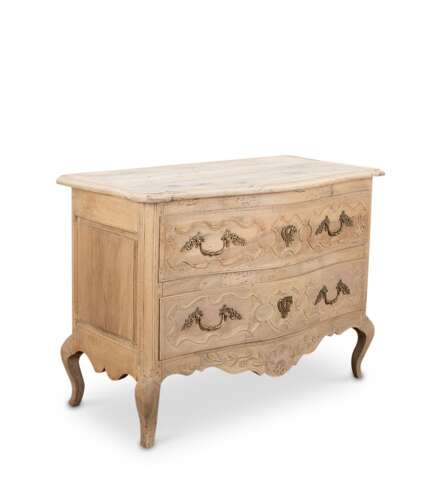 Stylish French Bleached Serpentine Walnut Comode