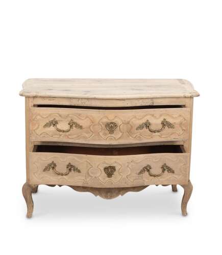 Stylish French Bleached Serpentine Walnut Comode