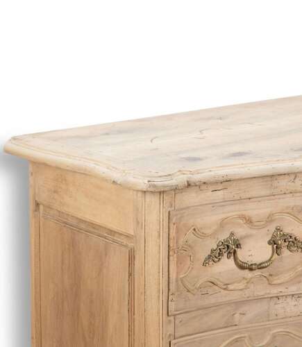 Stylish French Bleached Serpentine Walnut Comode