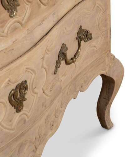 Stylish French Bleached Serpentine Walnut Comode