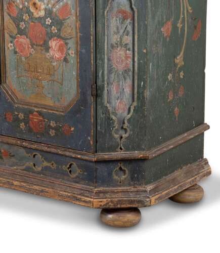 19th Century Tyrolean Hand-Painted Pine Cupboard