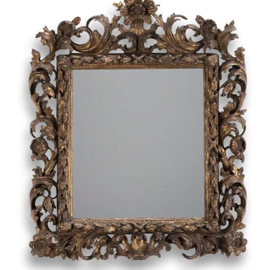 18th Century Italian Gilded Carved Wood Mirror