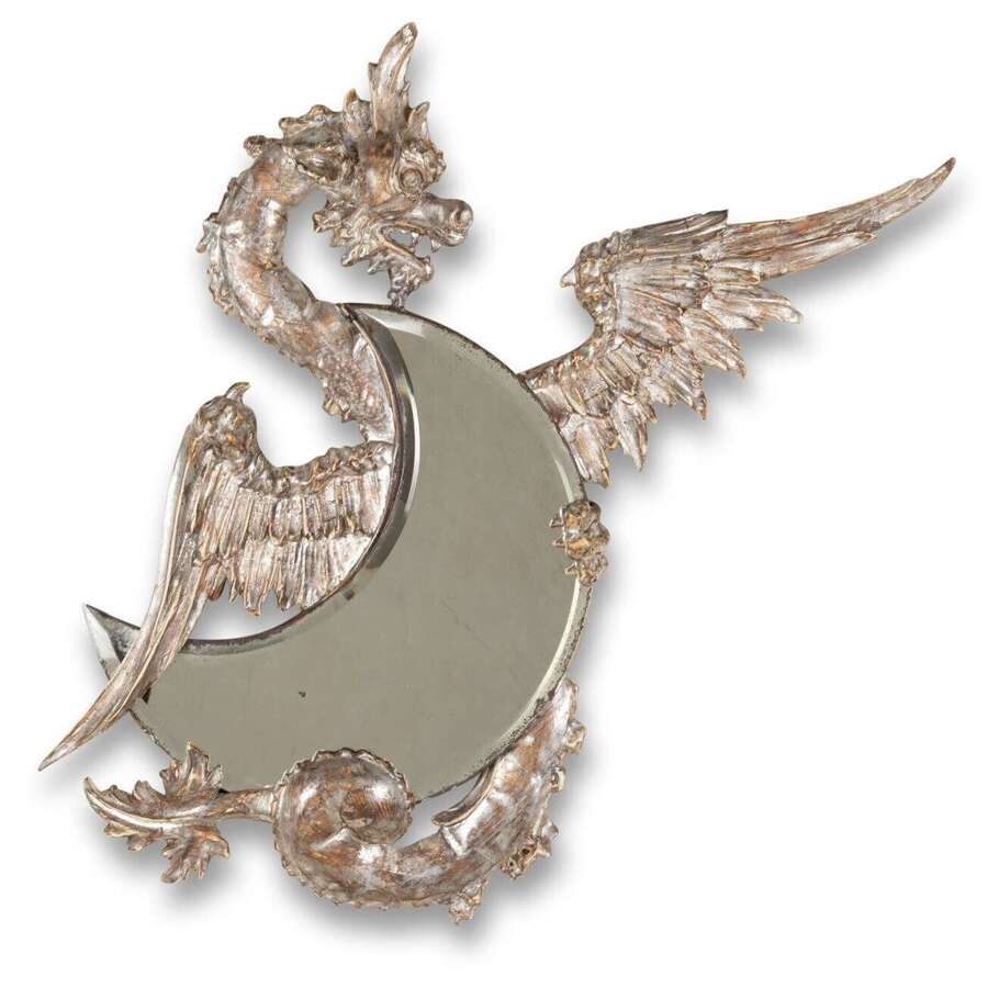 19th Century French Silver Gilt Carved Dragon Mirr...