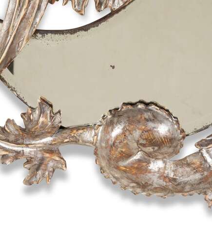 19th Century French Silver Gilt Carved Dragon Mirr...
