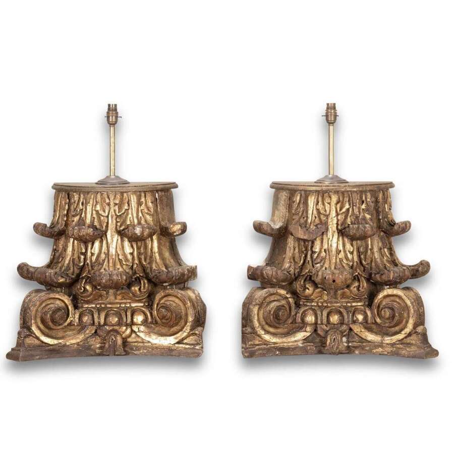 Pair Of 19th Century Corinthian Table Lamps