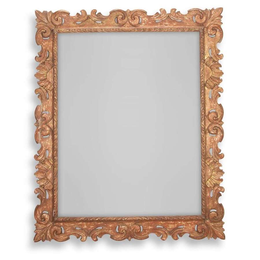 Large 18th Century Italian Carved Frame with aged mirror plate