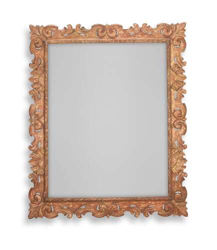 Large 18th Century Italian Carved Frame with aged mirror plate