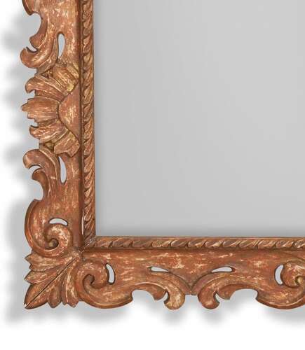 Large 18th Century Italian Carved Frame with aged mirror plate