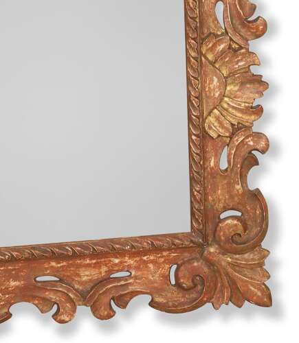 Large 18th Century Italian Carved Frame with aged mirror plate