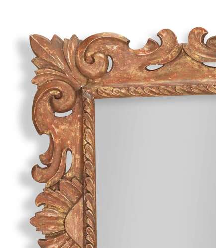 Large 18th Century Italian Carved Frame with aged mirror plate
