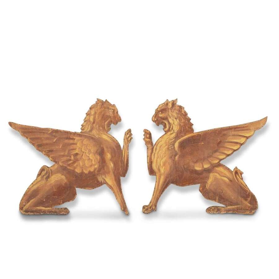 Pair Of 19th Century French Canvas Lion Wall Props