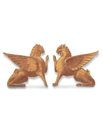 Pair Of 19th Century French Canvas Lion Wall Props