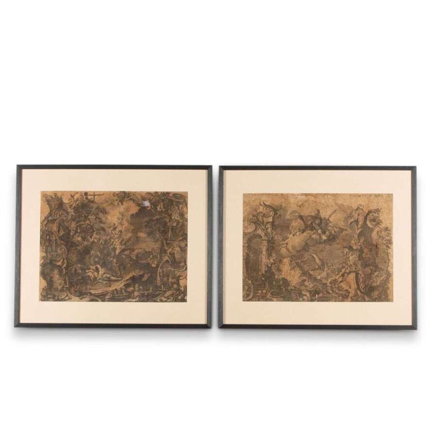 Pair Of 18th Century Framed Grisaille
