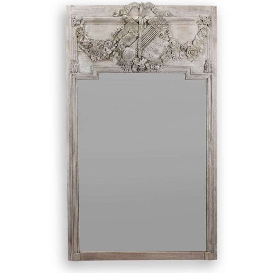 18th Century French Oak Panelled Trumeau Mirror