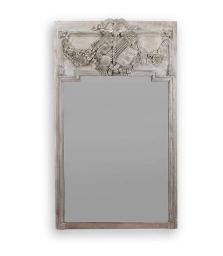 18th Century French Oak Panelled Trumeau Mirror