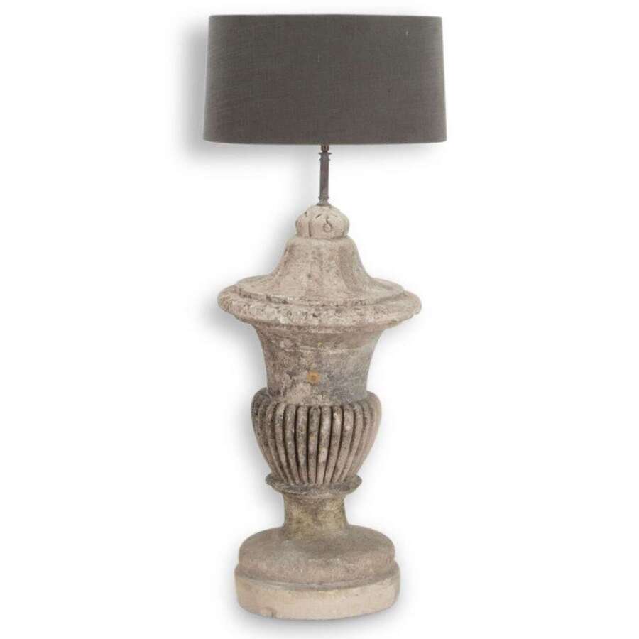 19th Century French Stone Lamp With Shade