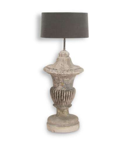 19th Century French Stone Lamp With Shade