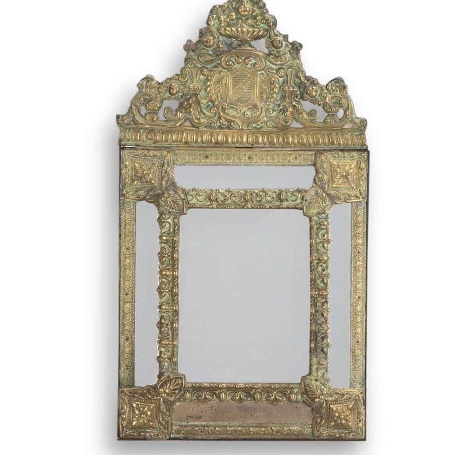 19th Century French Repousse Cushion Mirror