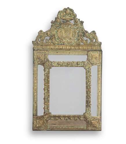 19th Century French Repousse Cushion Mirror