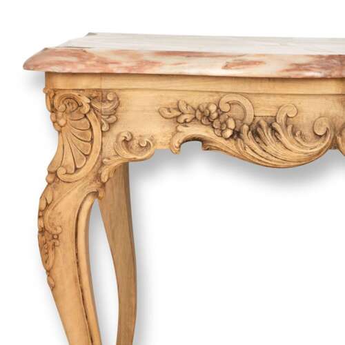 French Bleached Walnut And Marble Occasional Table