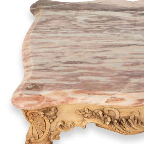 French Bleached Walnut And Marble Occasional Table