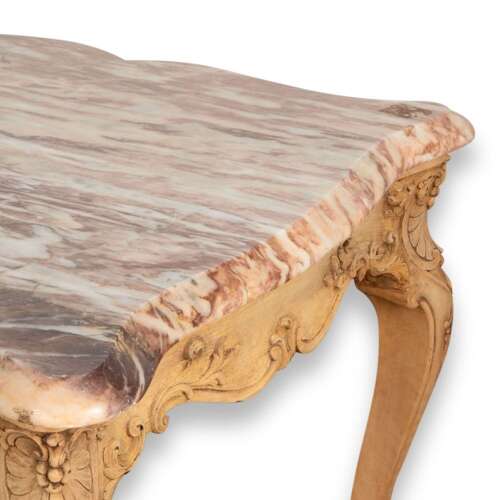 French Bleached Walnut And Marble Occasional Table
