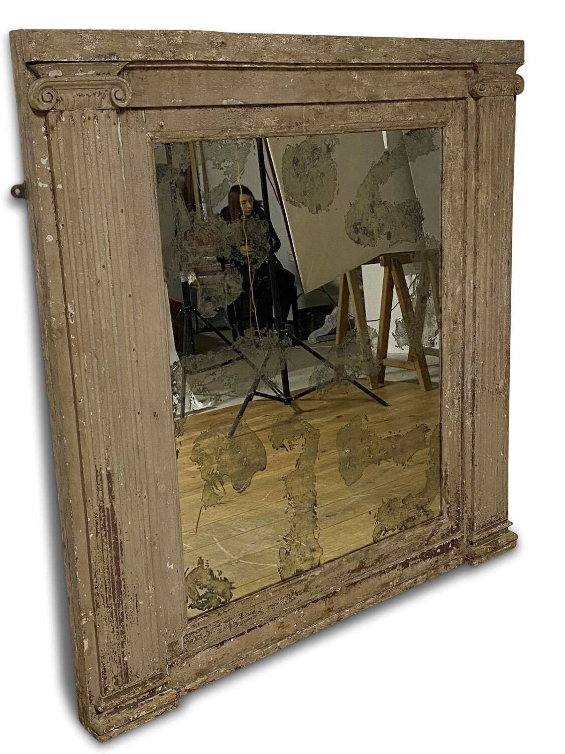 French 19th Century Large Corinthian Column Panel Mirror