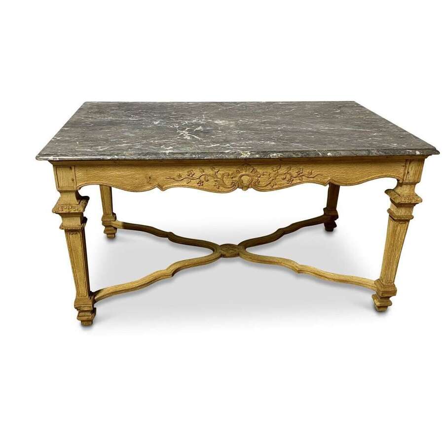 Oak And Marble Centre Table