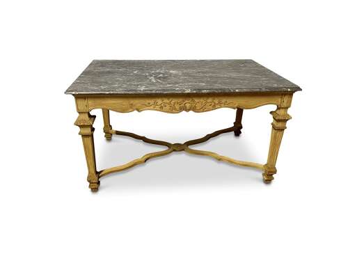 Oak And Marble Centre Table