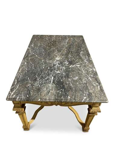 Oak And Marble Centre Table