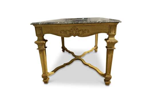 Oak And Marble Centre Table