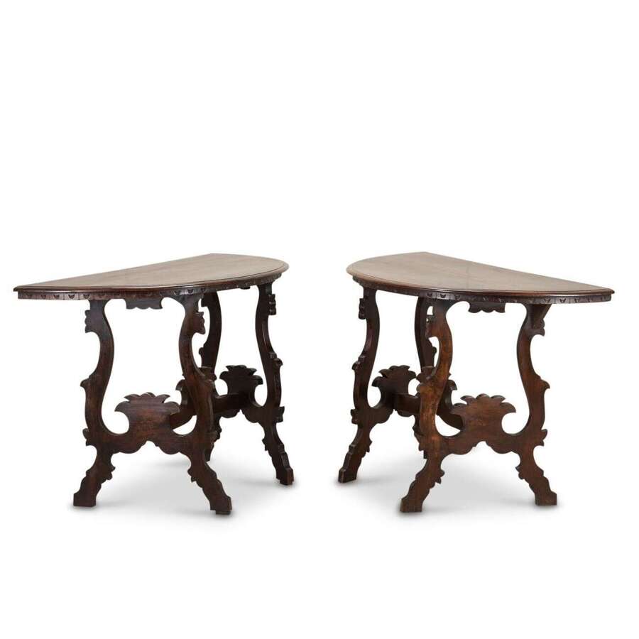 Pair Of Late 18Th Century Italian Walnut Console T...