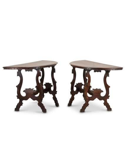 Pair Of Late 18Th Century Italian Walnut Console T...