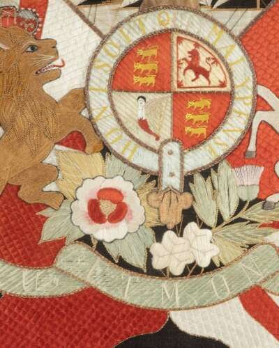 19th Century Sailor's Woolwork Royal Coat Of Arms