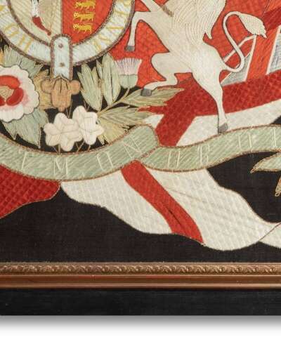 19th Century Sailor's Woolwork Royal Coat Of Arms