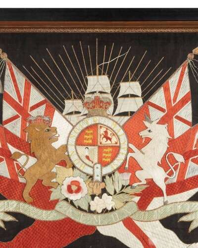 19th Century Sailor's Woolwork Royal Coat Of Arms