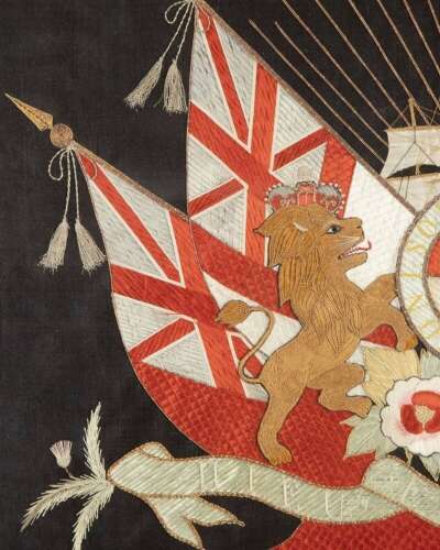 19th Century Sailor's Woolwork Royal Coat Of Arms