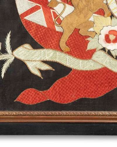 19th Century Sailor's Woolwork Royal Coat Of Arms