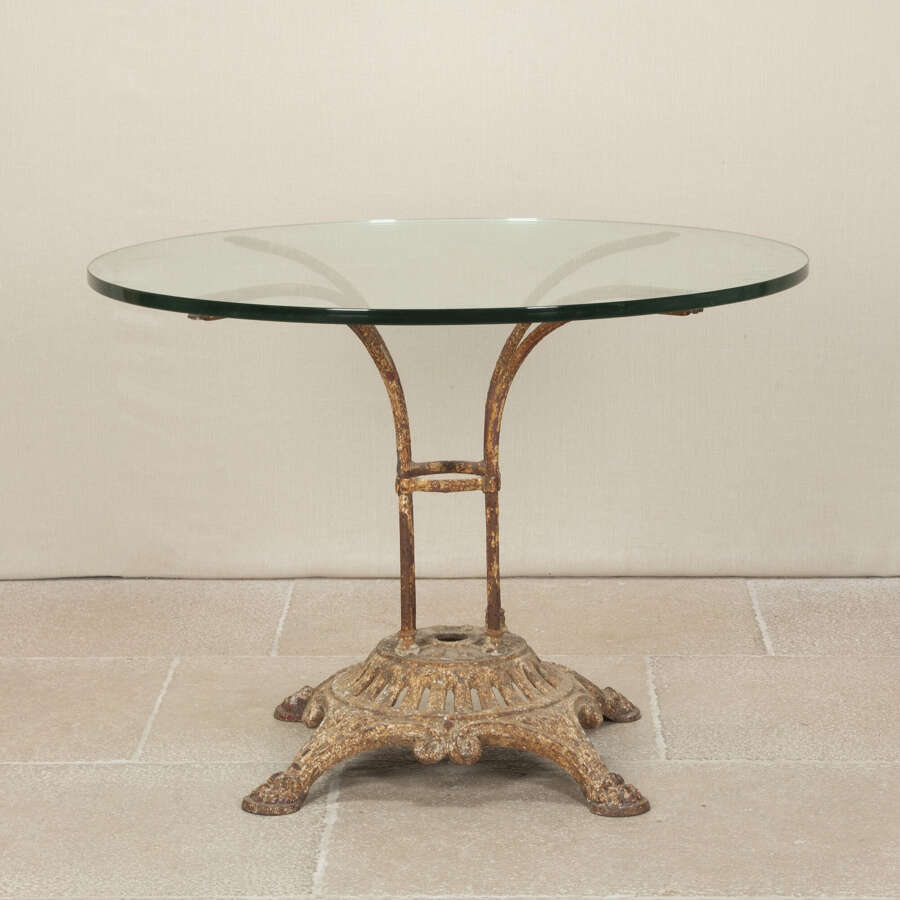 French Cast Iron Table with Glass Top