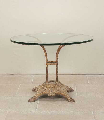 French Cast Iron Table with Glass Top