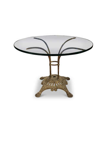 French Cast Iron Table with Glass Top