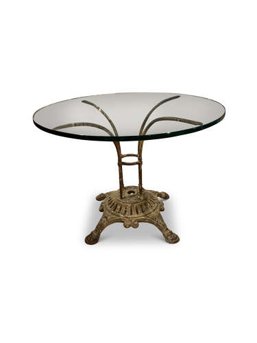 French Cast Iron Table with Glass Top