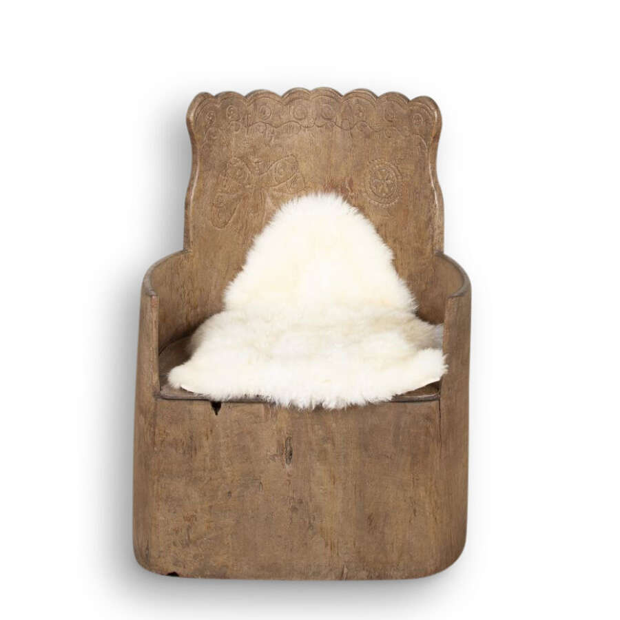 19th Century Swedish Folk Art Kubbstol