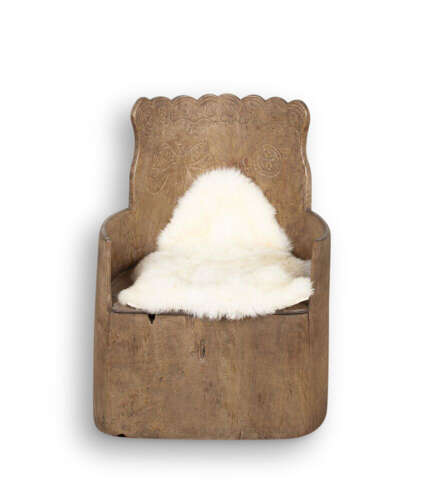 19th Century Swedish Folk Art Kubbstol