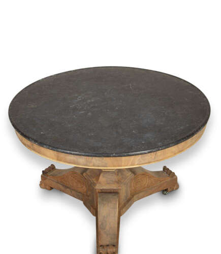19th Century French Bleached Mahogany Gueridon with Marble Top