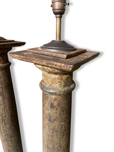 Pair of 19th Century French Cast Iron Column Floor Lamps