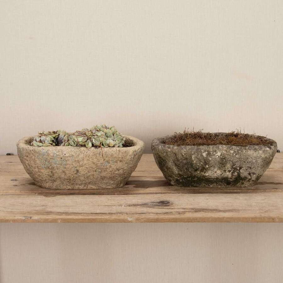 Pair of 19th Century French Stone Garden Planters